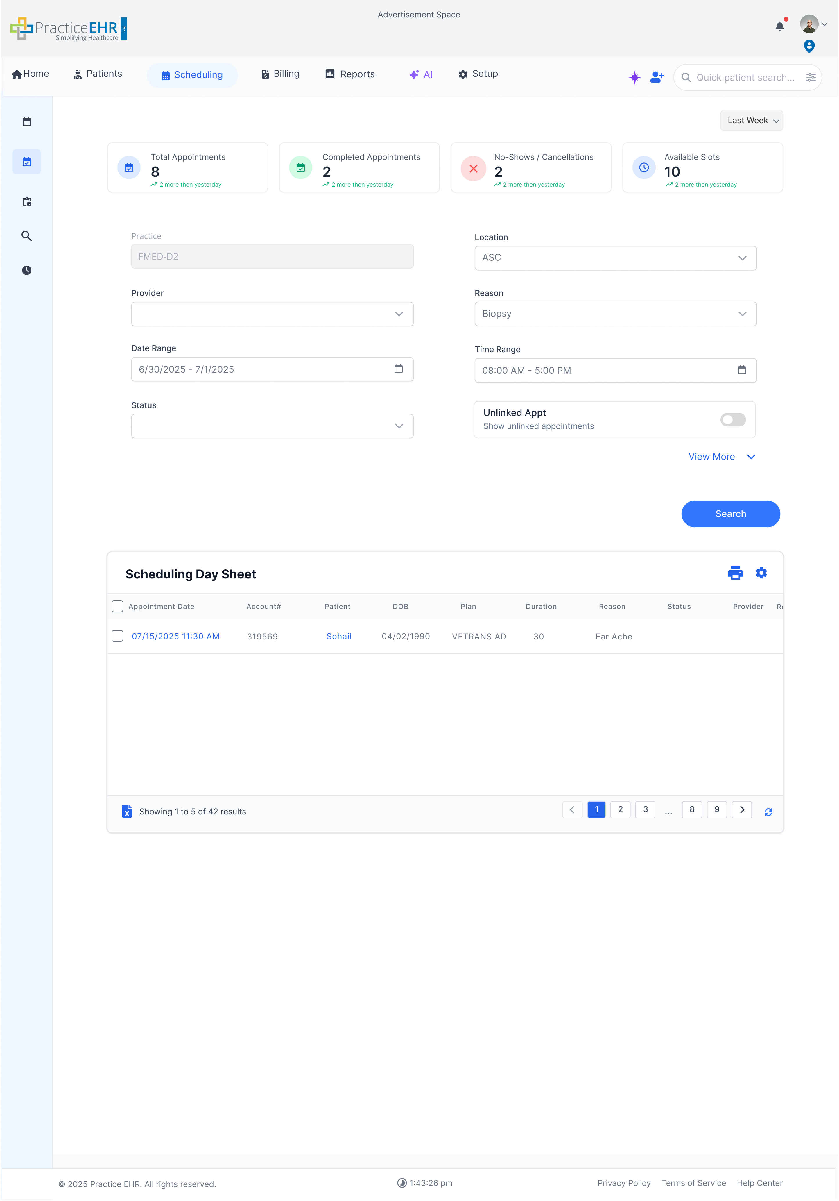 Day Sheet Screenshot